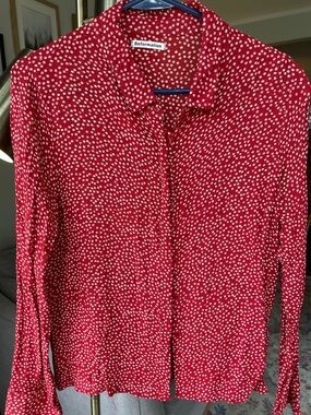 Reformation Red Floral Ditsy Button-Down Blouse